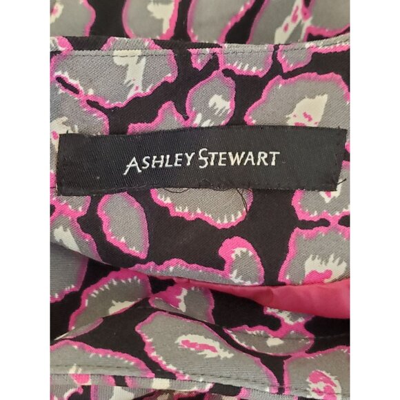 ASHLEY STEWART FORMAL DRESS BLACK/PINK ANIMAL PRINT STRETCH SIZE 3X - Picture 4 of 11